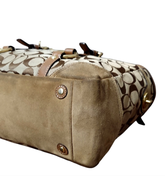 Coach Y2K Signature Turnlock Jacquard, Leather & Suede Tote Bag EUC - Picture 11 of 15